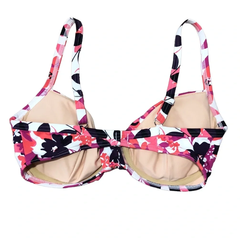 LANDS’ END | Women’s Floral Adjustable Gathered Front-Tie Ruched-Sides Bikini S